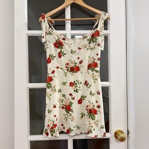 Reformation Floral Tie Strap Ruffle Christine Dress In Maureen - Size 12